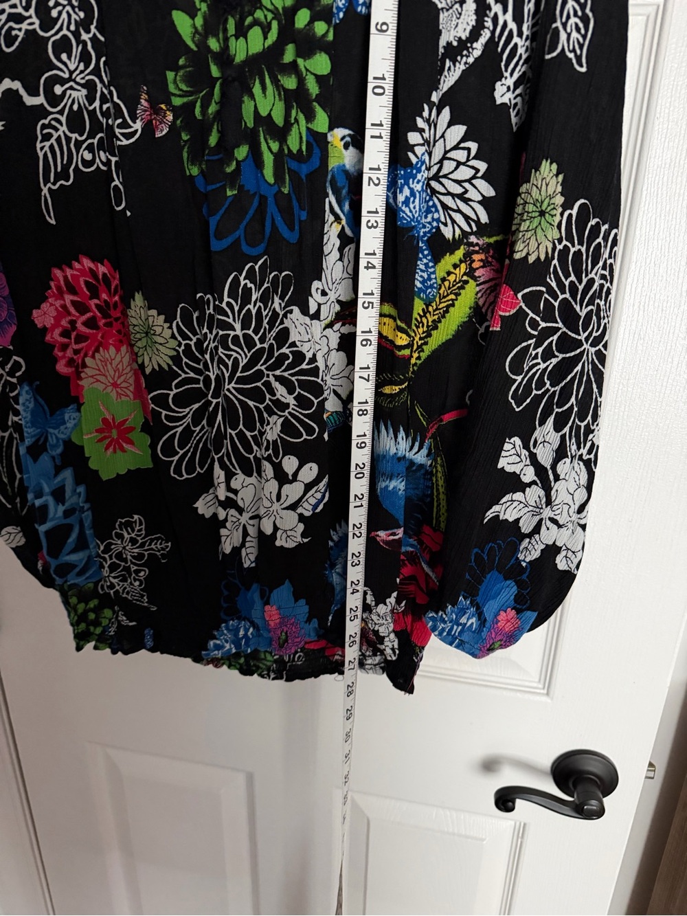 Desigual Black Floral Peacock Print Blouse with Multicolor Accents - Picture 5 of 6